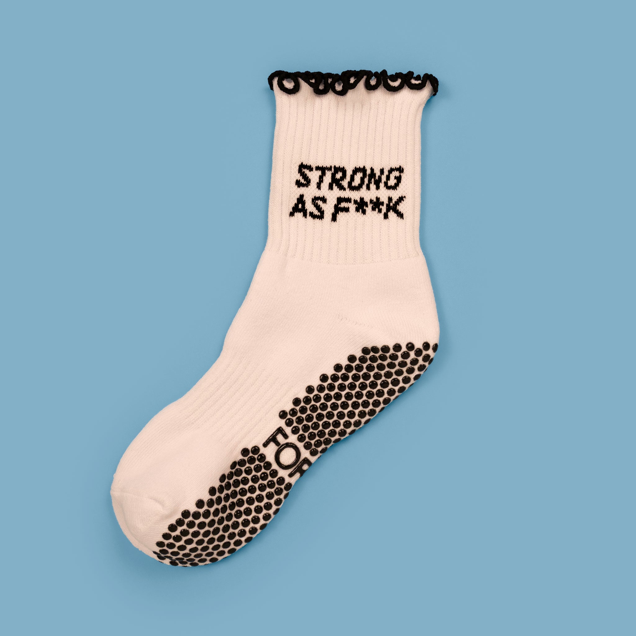 STRONG AS F**K Ruffle Top Half Crew