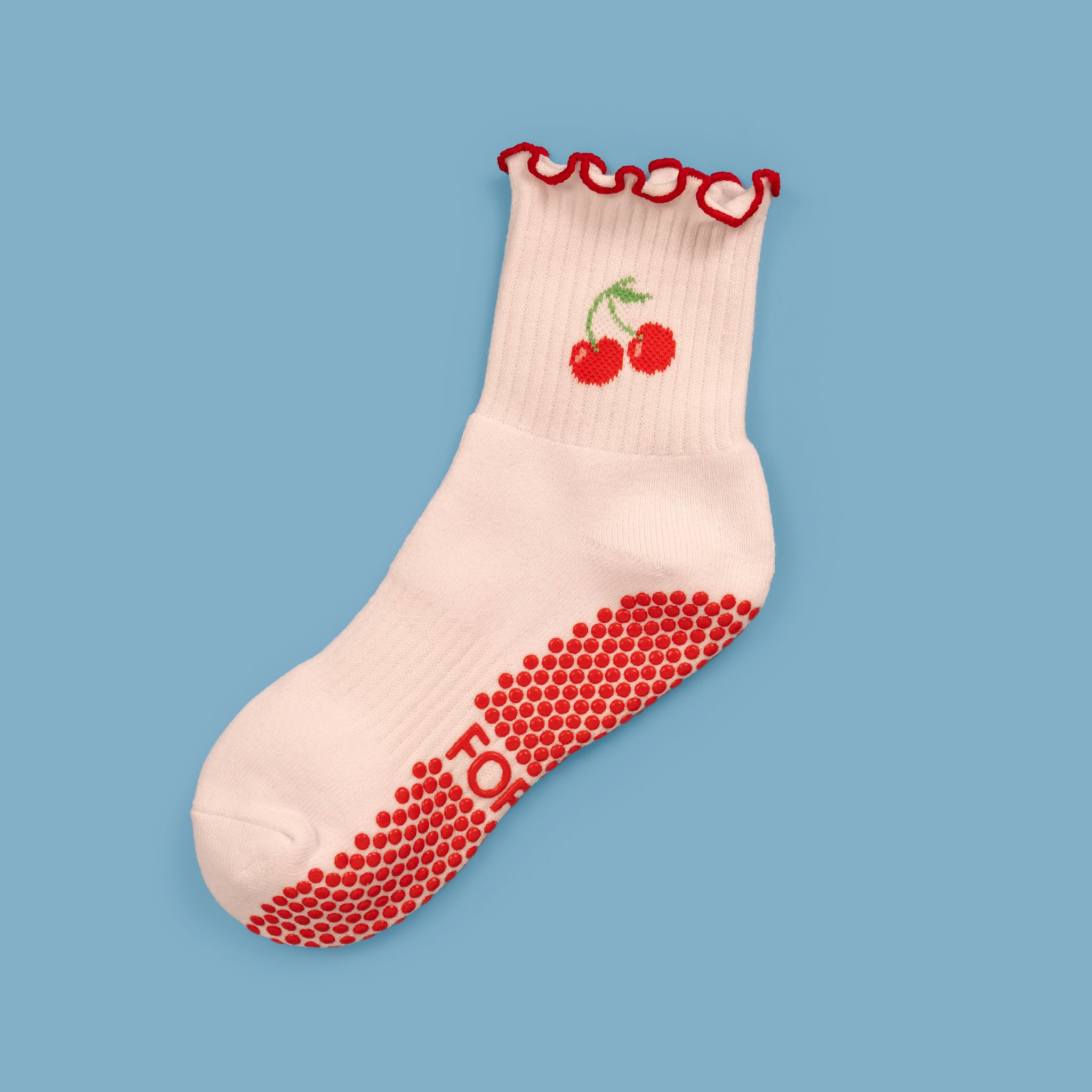 Cherry Ruffle Top Half Crew