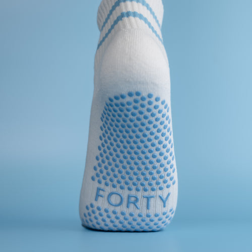 Aqua Stripe Half Crew